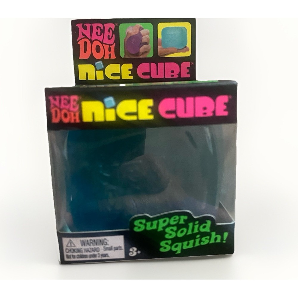 NeeDoh Nice Cube Blue Nee Doh Nicecube Solid Squish Cube Ice Block NEW